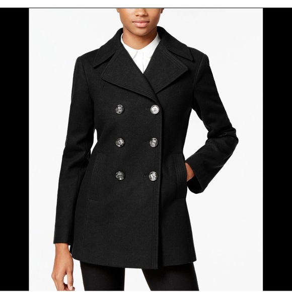 Kenneth Cole Reaction Jackets & Blazers - 🎉HP🎉~KENNETH COLE REACTION Black Wool Blend Peacoat 🌟
